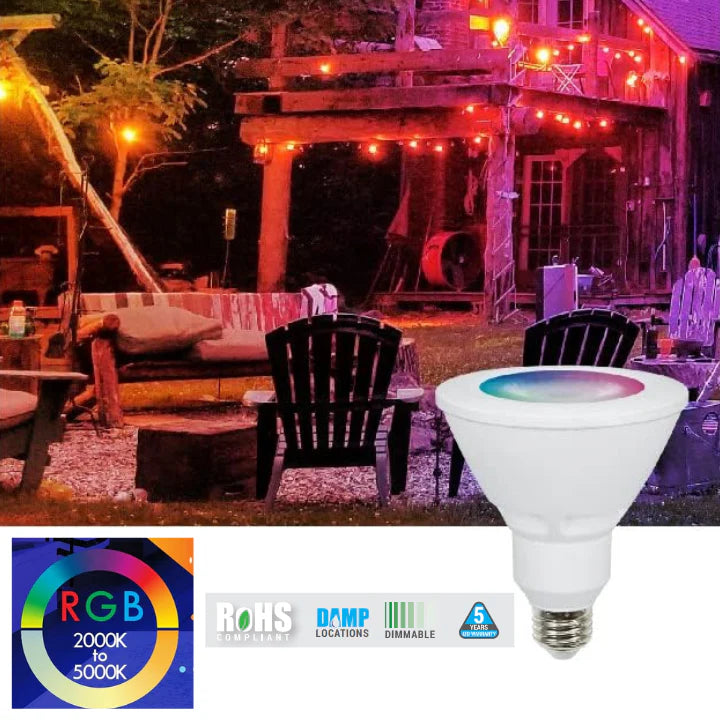 Smart WIFI LED PAR30 Bulb | 16 Million Colors, Music Sync, 2000K-5000K Adjustable Kelvin