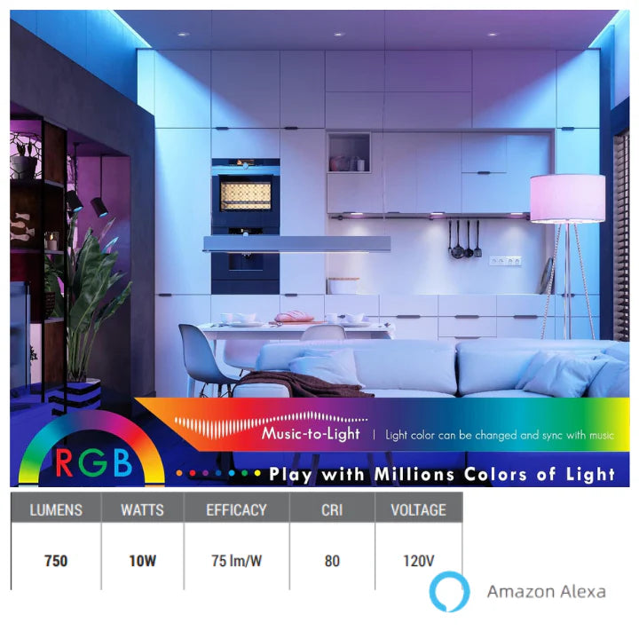 Smart WIFI LED PAR30 Bulb | 16 Million Colors, Music Sync, 2000K-5000K Adjustable Kelvin