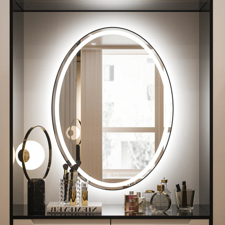 KeonJinn ETL Certificated Frontlit Oval LED Bathroom Mirror