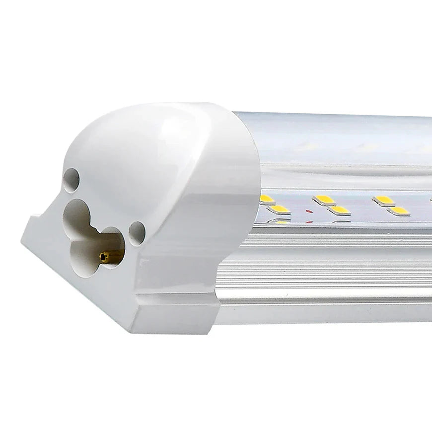 4ft LED Shop Lights- 30W - 6500K and 4200 Lumens, Striped Lens, V-shaped Linkable LED Integrated Tube- ETL Listed - Traic Dimming